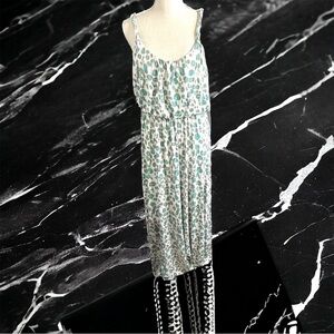 Ann Taylor Loft Womens Tan Green Leopard Print Maxi (56”) Dress Sz M Sleeveless